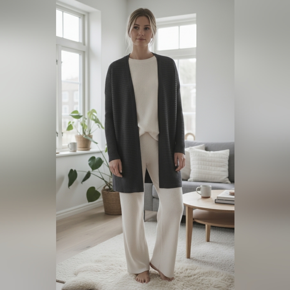 Gap Ribbed Merino Open Front Cardigan